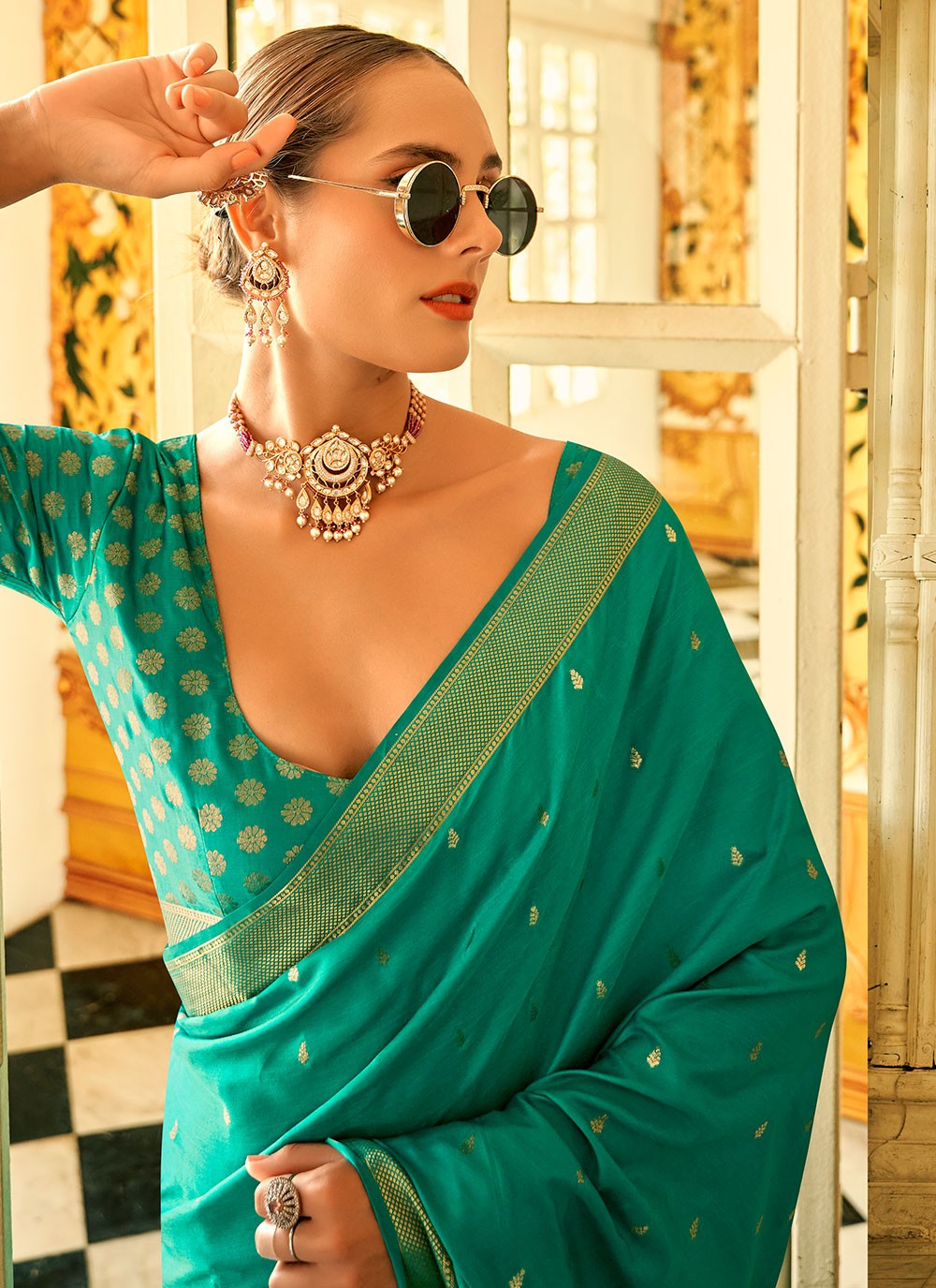 Classic Weaving Zari Satin Silk Saree - S5991
