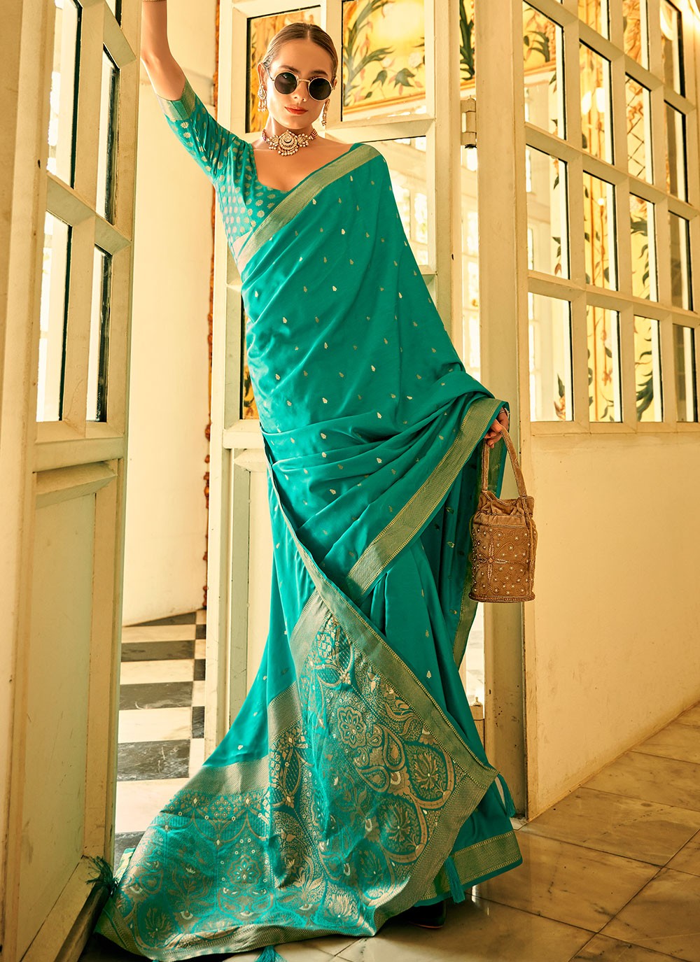 Classic Weaving Zari Satin Silk Saree - S5991