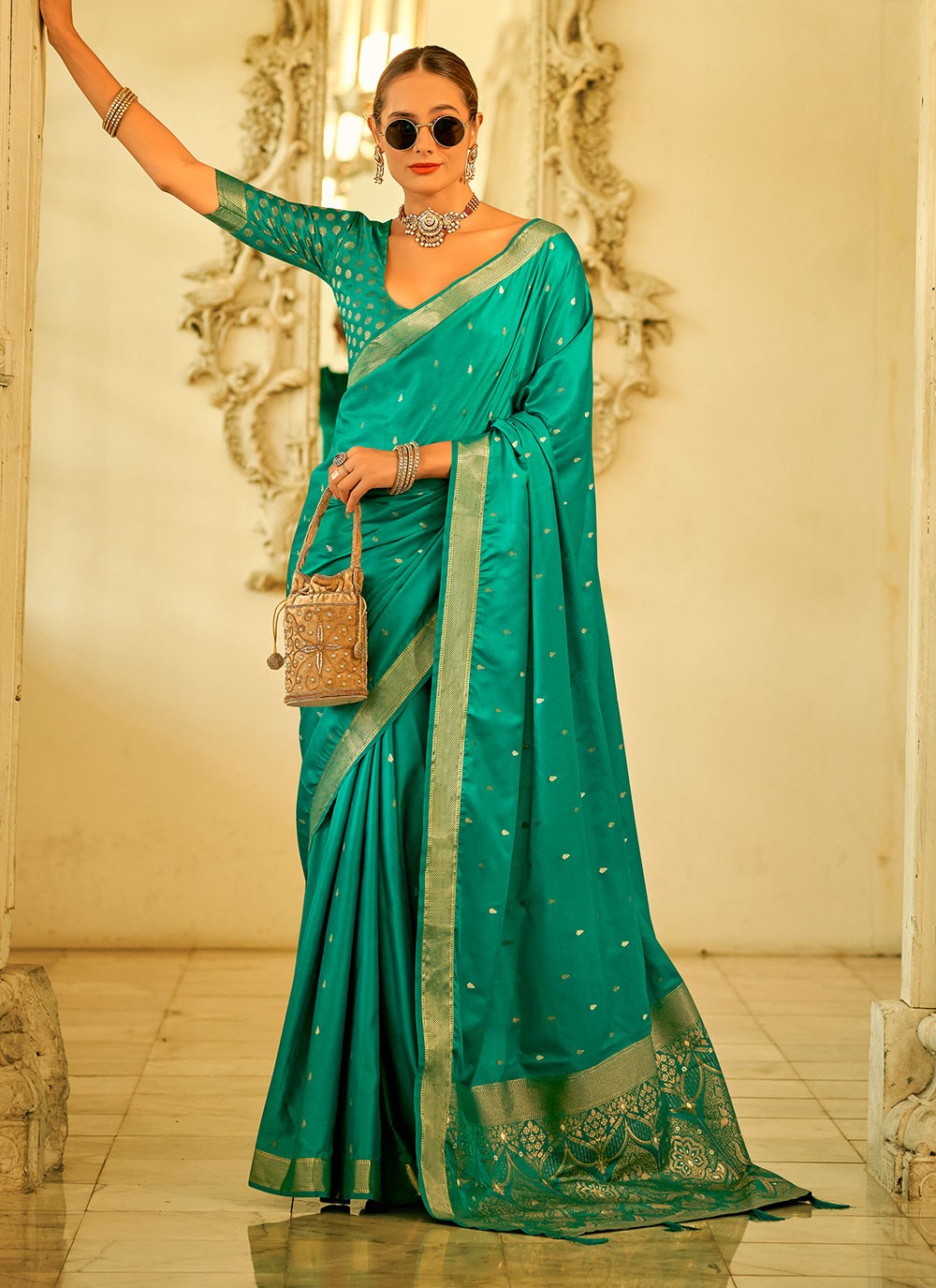 Classic Weaving Zari Satin Silk Saree - S5991