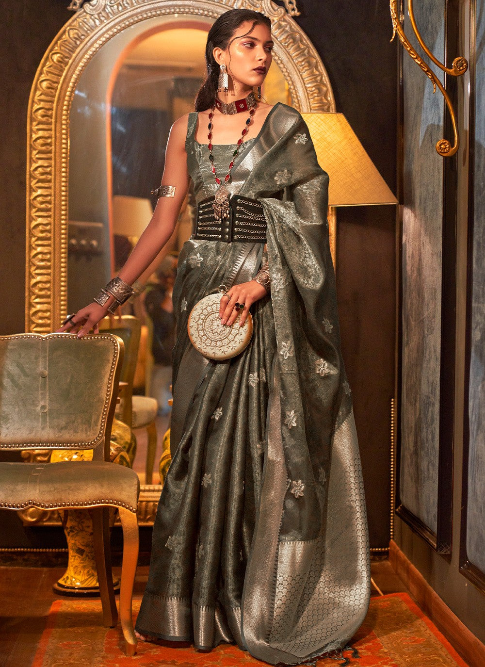 Saree Weaving Zari Organza Saree - S2755