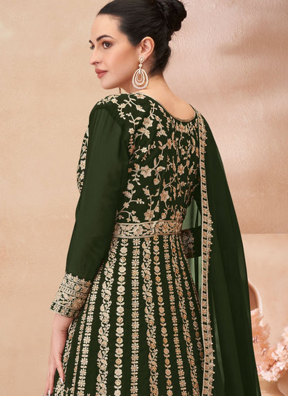 Embroidered Georgette Green Lehenga Choli L3455