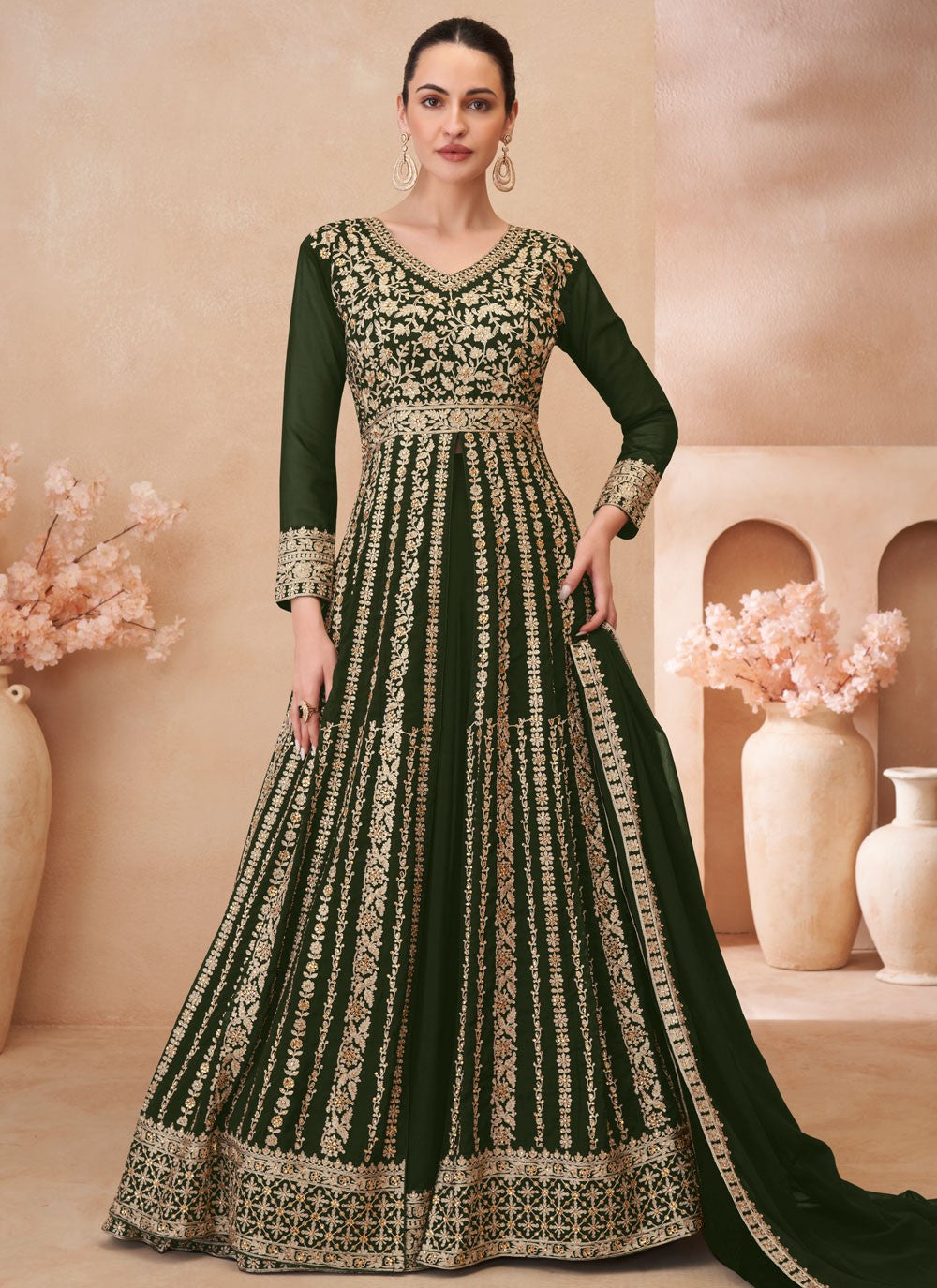 Embroidered Georgette Green Lehenga Choli L3455