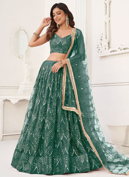 Embroidered Net A - Line Lehenga - L1492