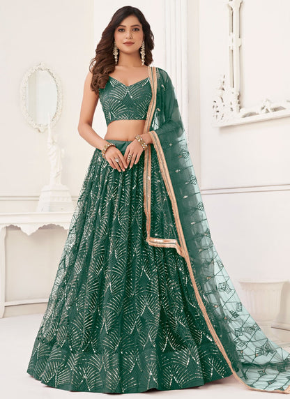 Embroidered Net A - Line Lehenga - L1492