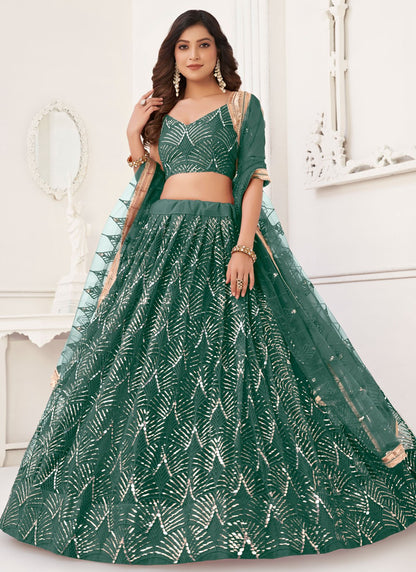 Embroidered Net A - Line Lehenga - L1492