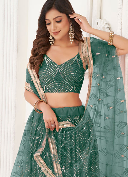 Embroidered Net A - Line Lehenga - L1492