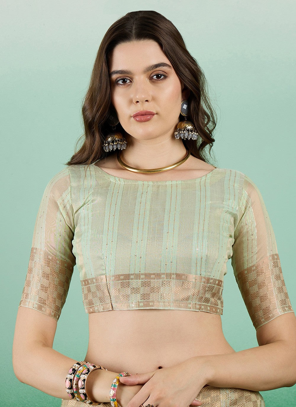 Classic Woven Khadi, Organza Saree - S7260