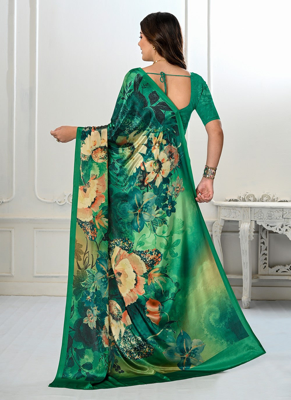 Classic Digital Print Crepe Silk Saree - S3219
