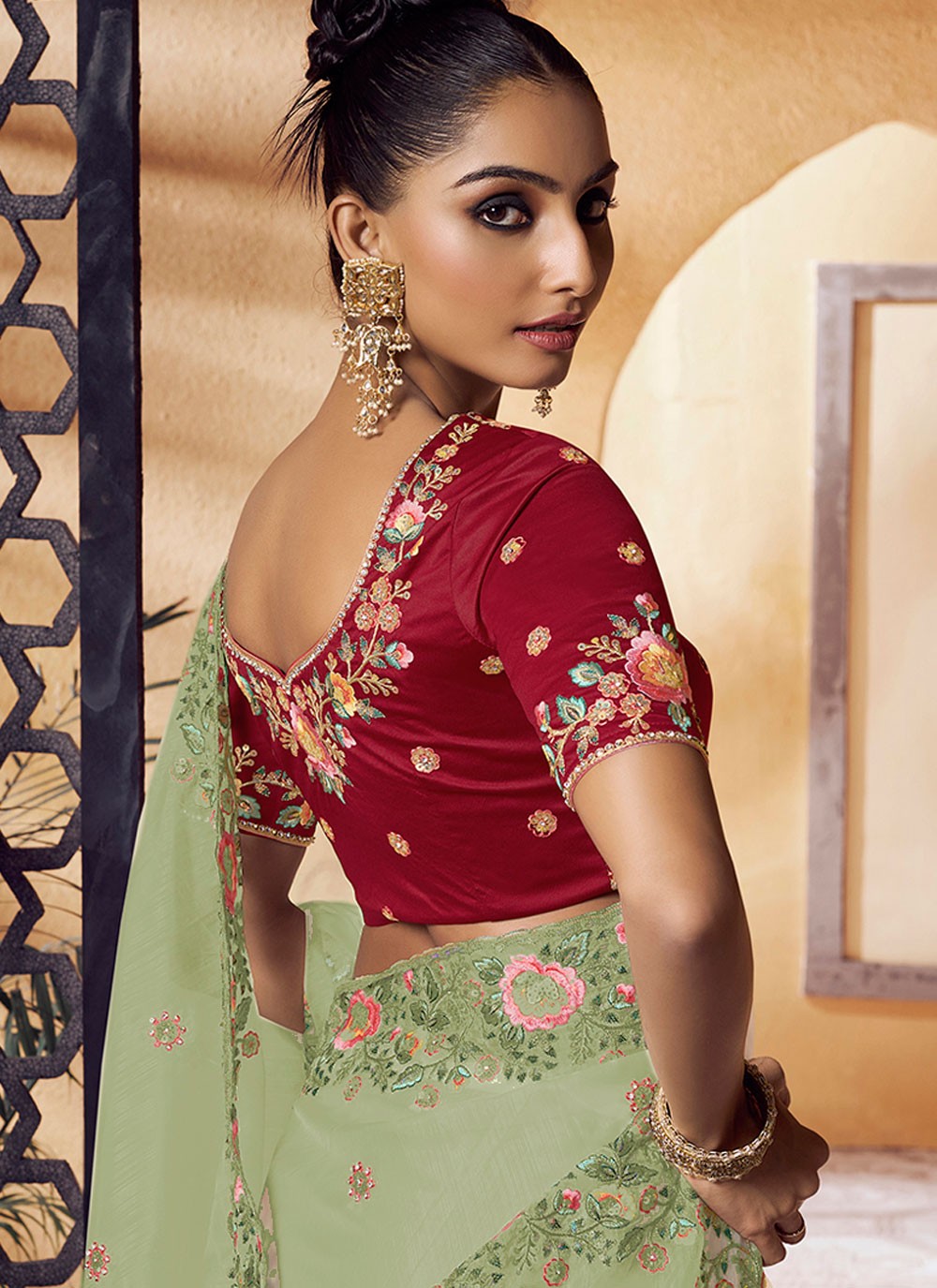 Classic Embroidered Pure Crepe Saree - S6397