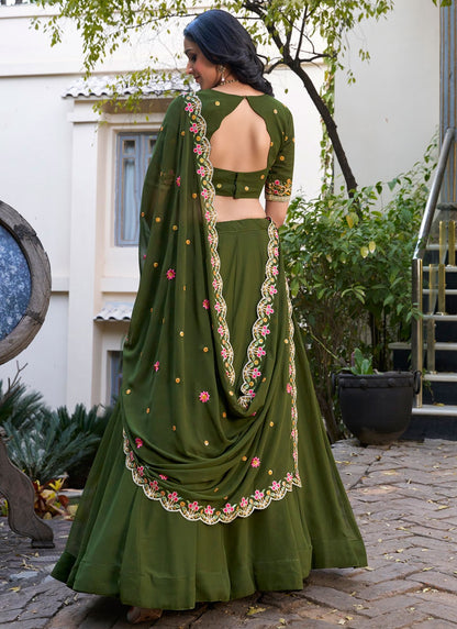 Georgette Ceremonial, Festival, Mehandi & Sangeet A - Line Lehenga L3620
