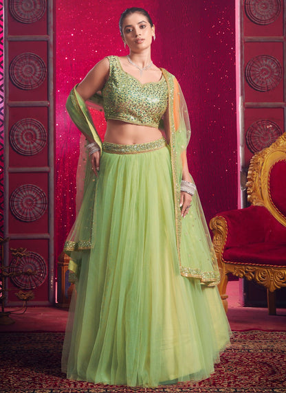 Plain Net Readymade Lehenga Choli - L2242