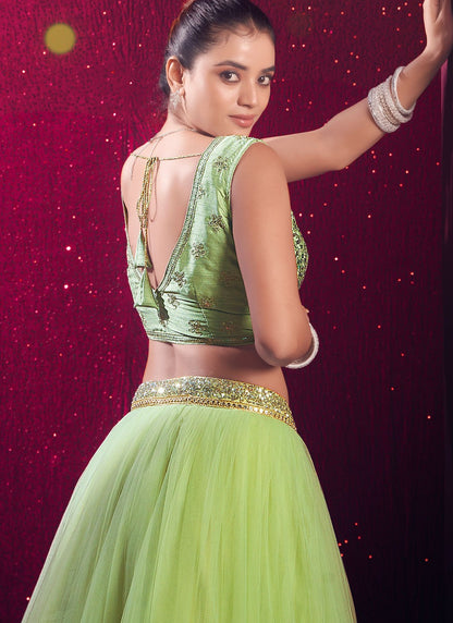 Plain Net Readymade Lehenga Choli - L2242