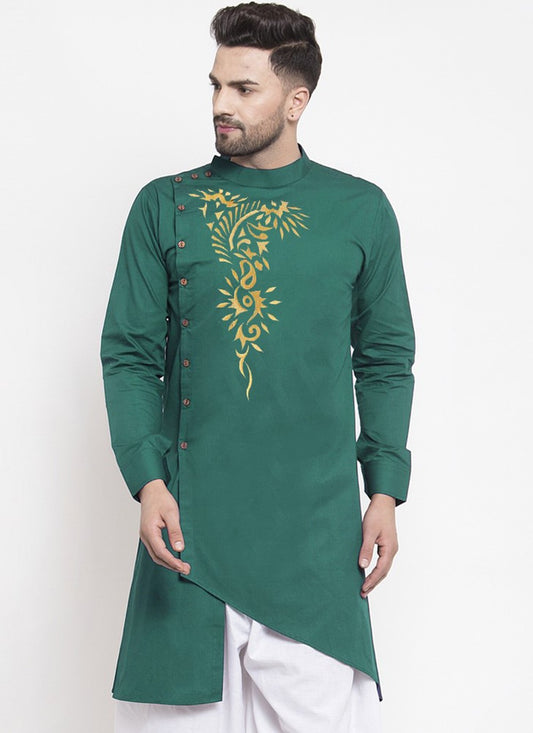 Embroidered Polly Cotton Green Kurta - M2095