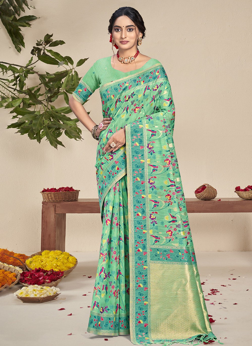 Classic Printed Silk Saree - S9046