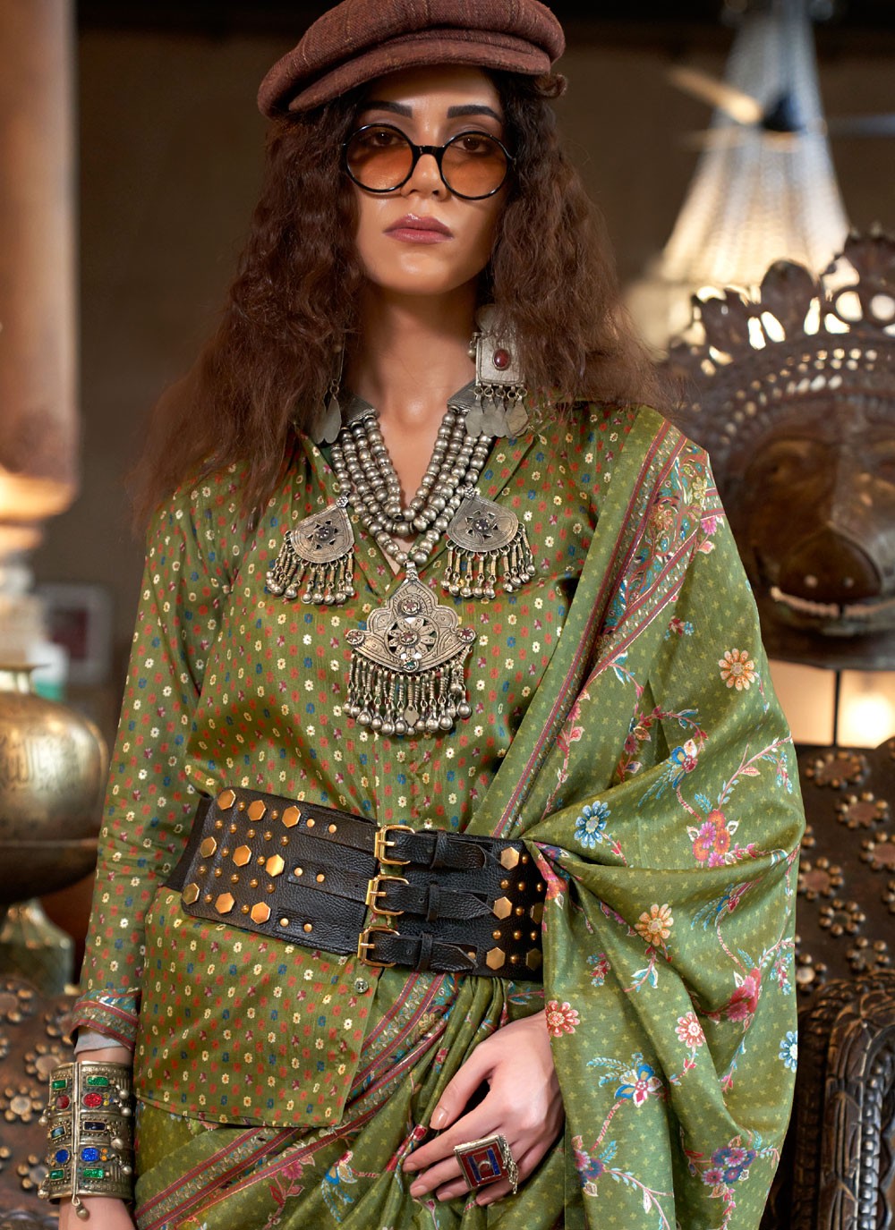 Green Silk Traditional Saree Printed S20285