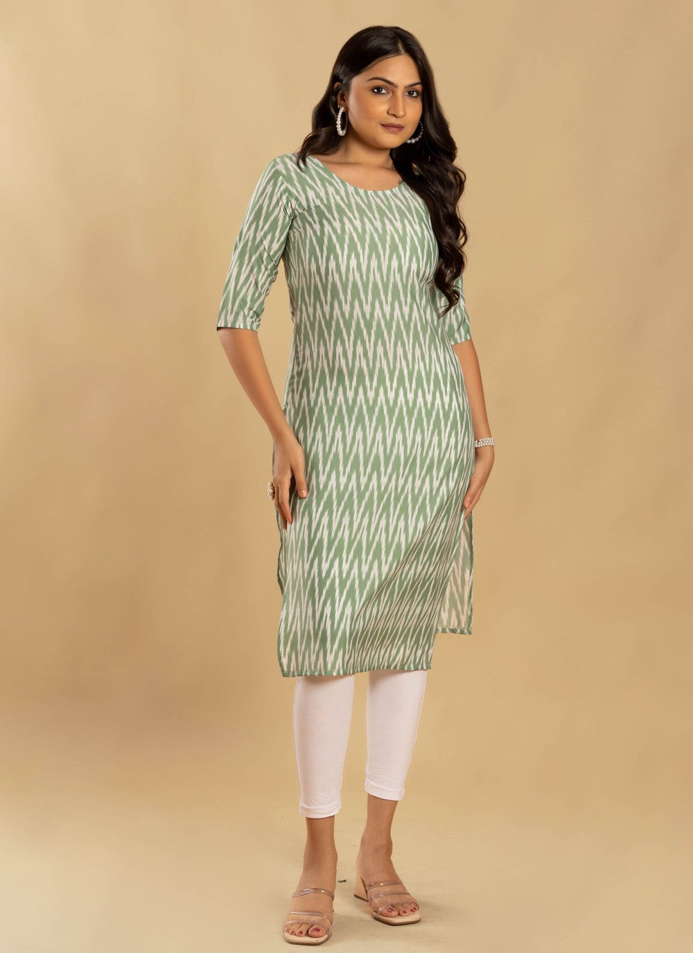 Printed Pure Crepe Green Casual Kurti - M6005
