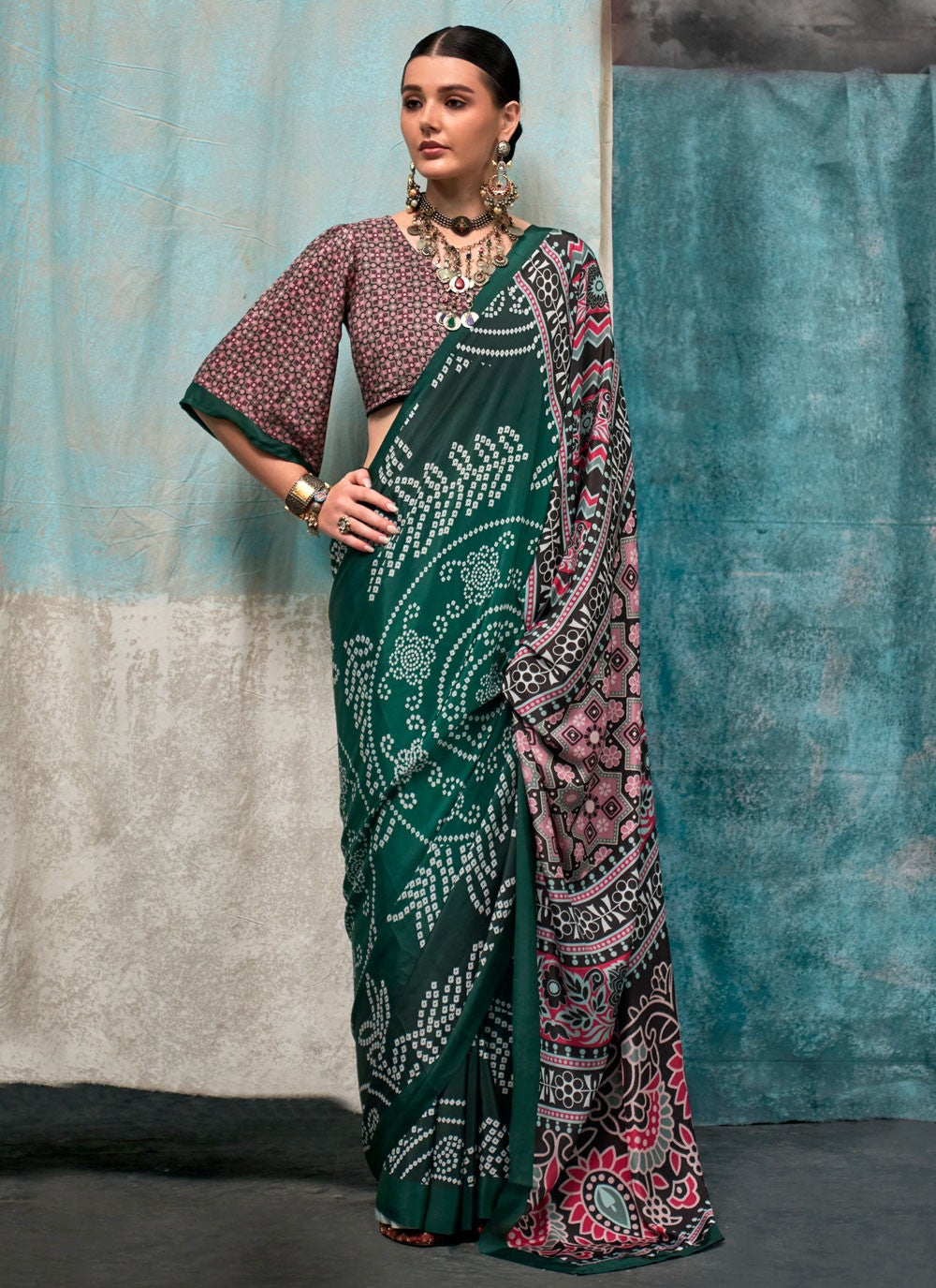 Classic Printed Crepe Silk Saree - S6461