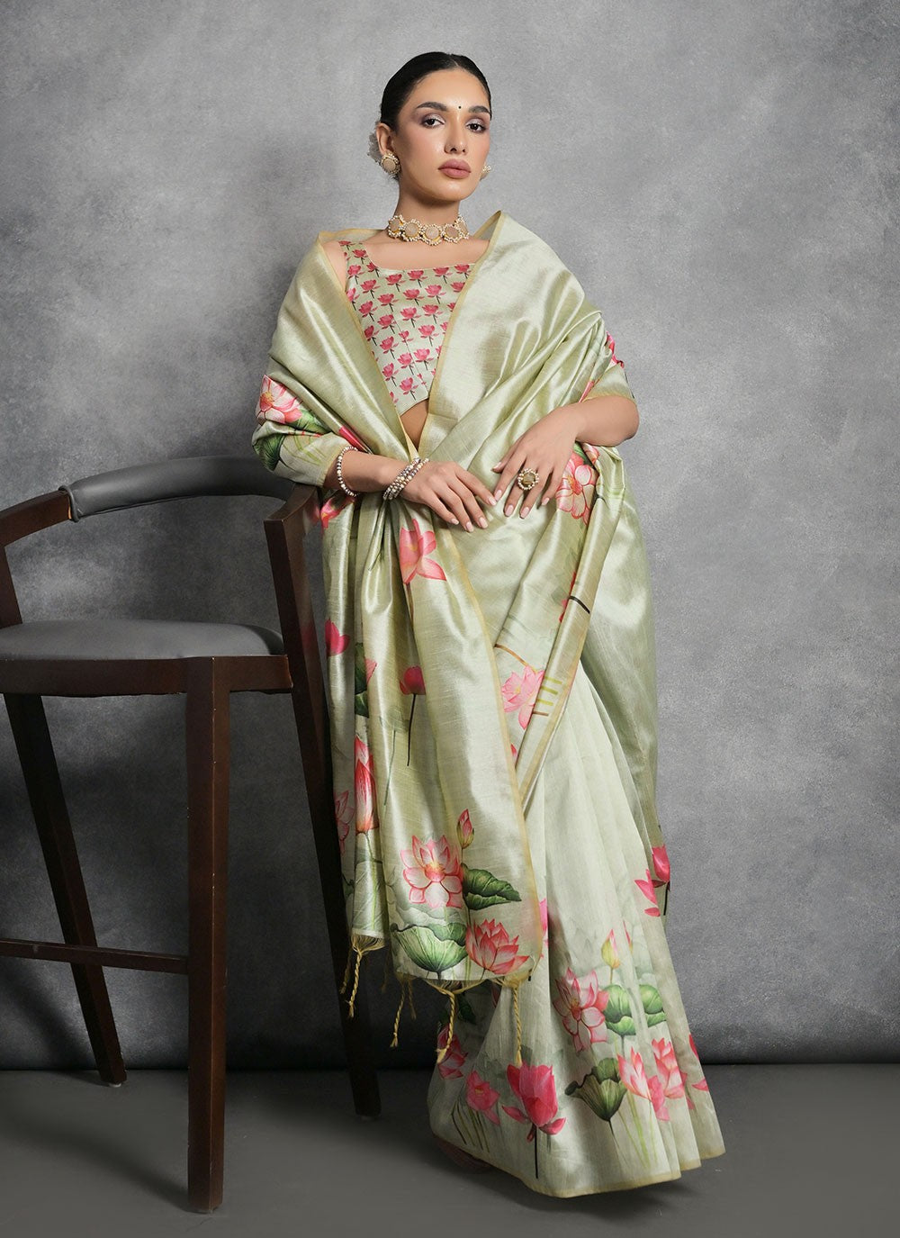 Trendy Printed Tussar Silk Saree - S4858