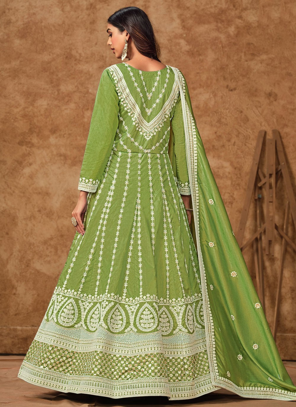 Embroidered Pure Dola Gown - G1917