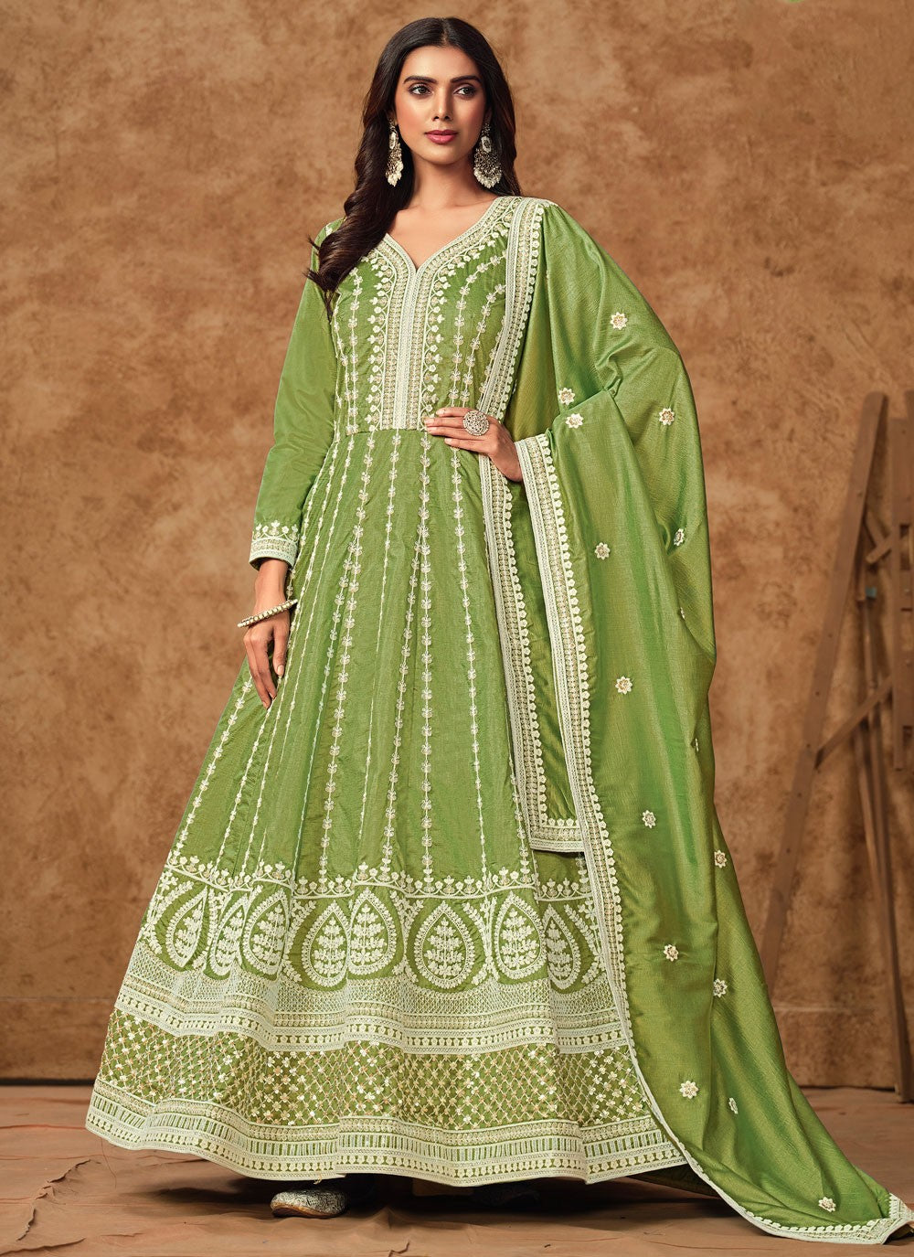 Embroidered Pure Dola Gown - G1917