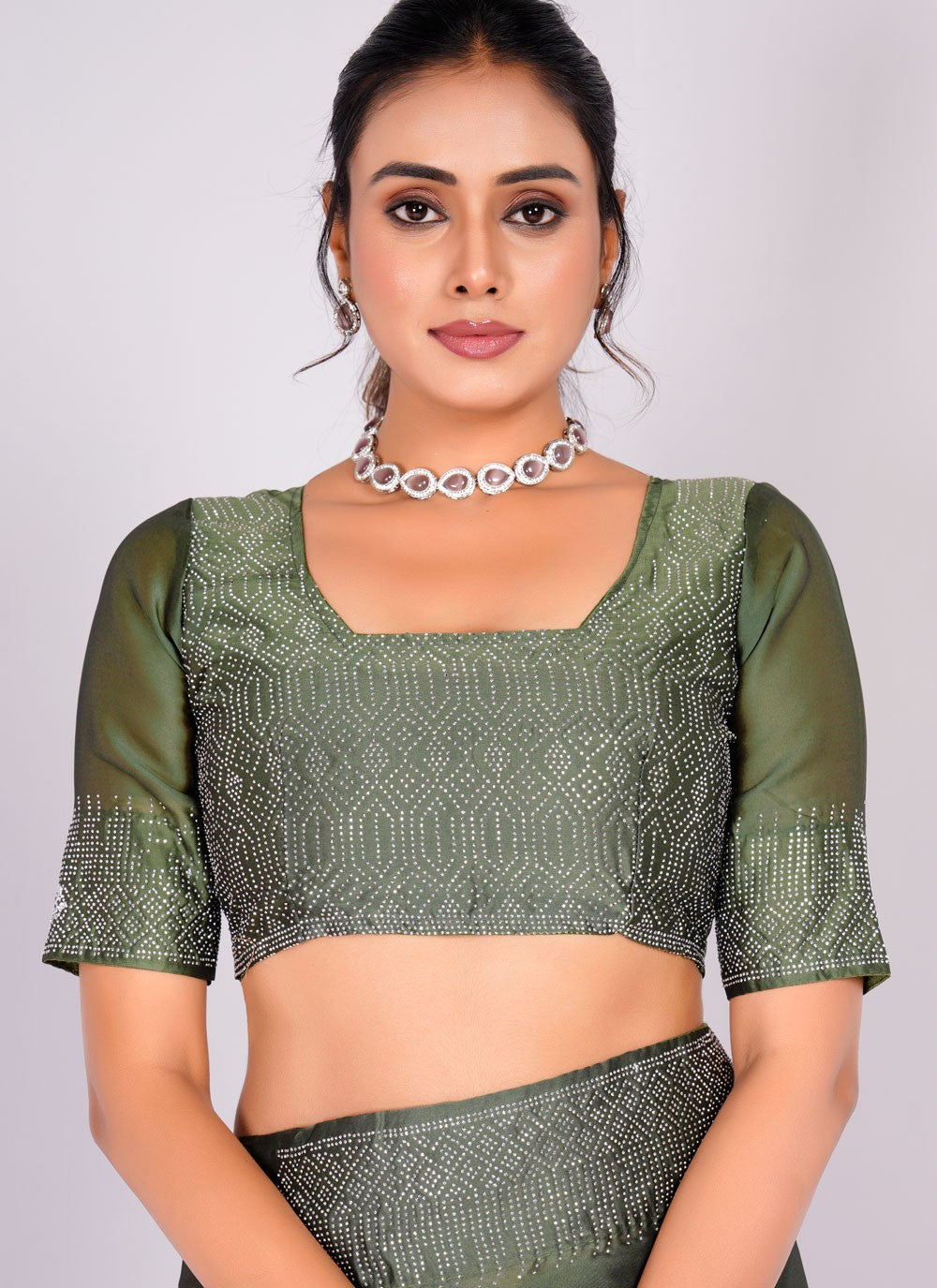 Trendy Swarovski Rangoli Saree - S5617