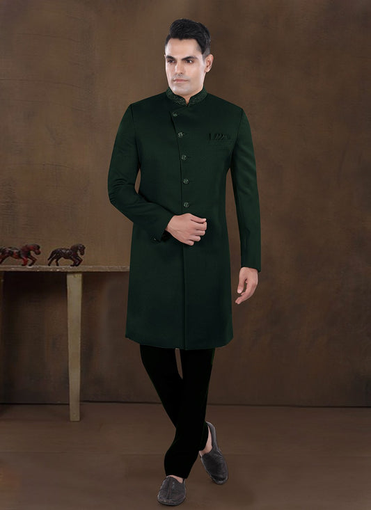 Embroidered Imported Green Indo Western - M8224