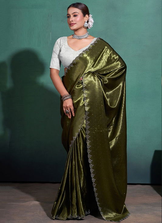 Classic Swarovski Satin Saree - S7124