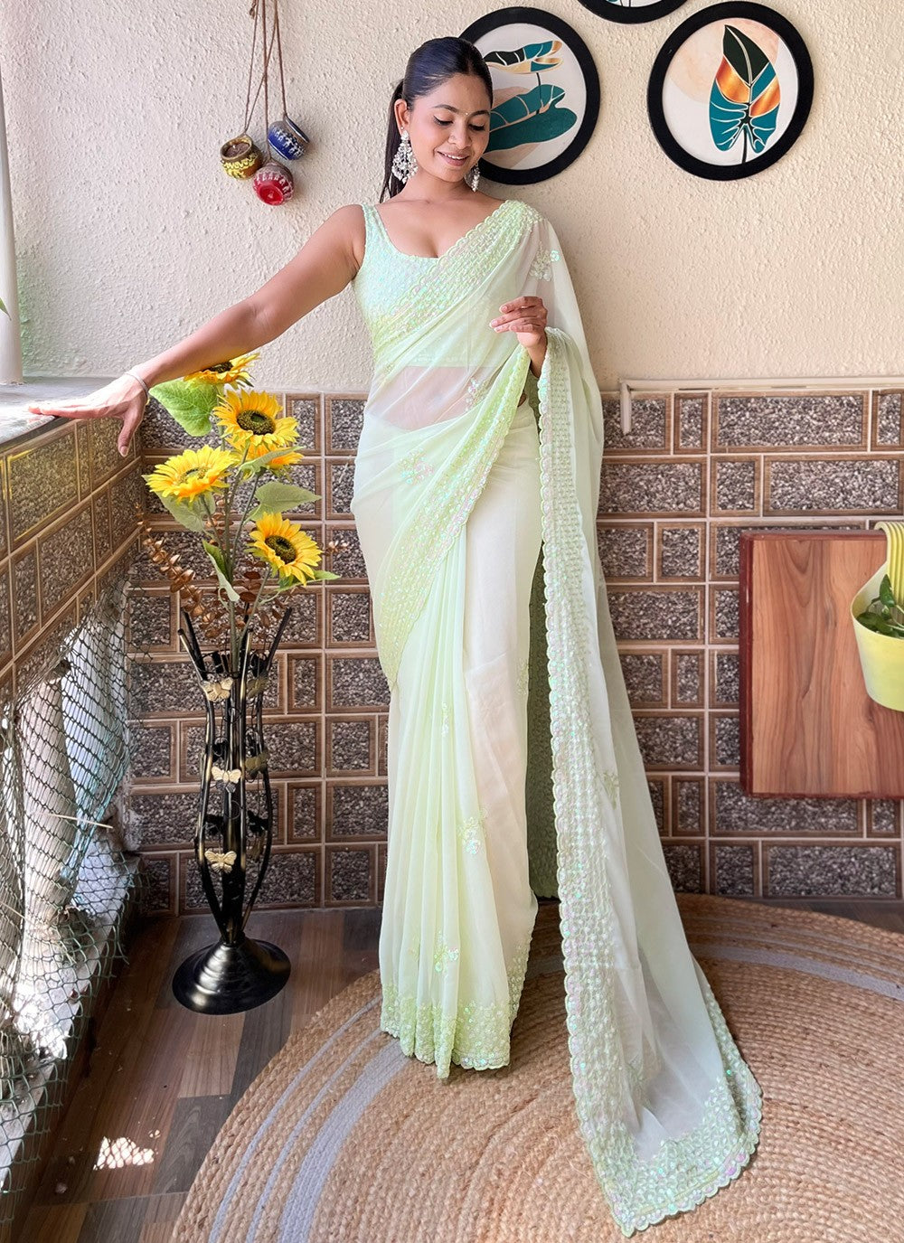 Traditional Embroidered Georgette Saree - S9743