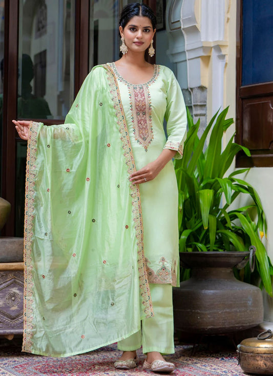 Pant Style Suit Embroidered Green T6926