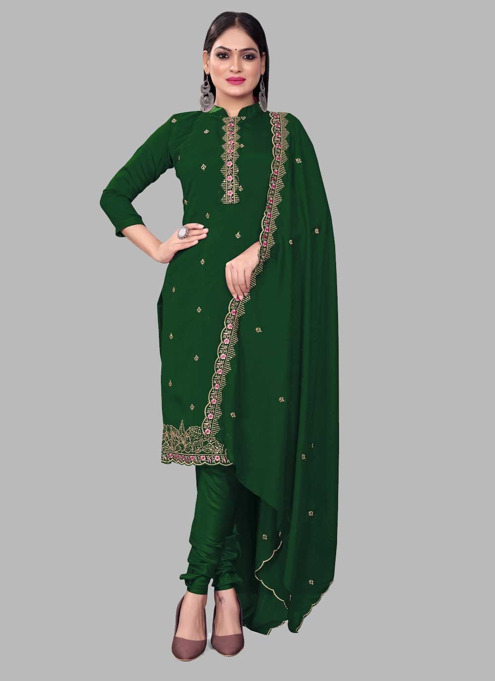 Silk Churidar Suit - T1285