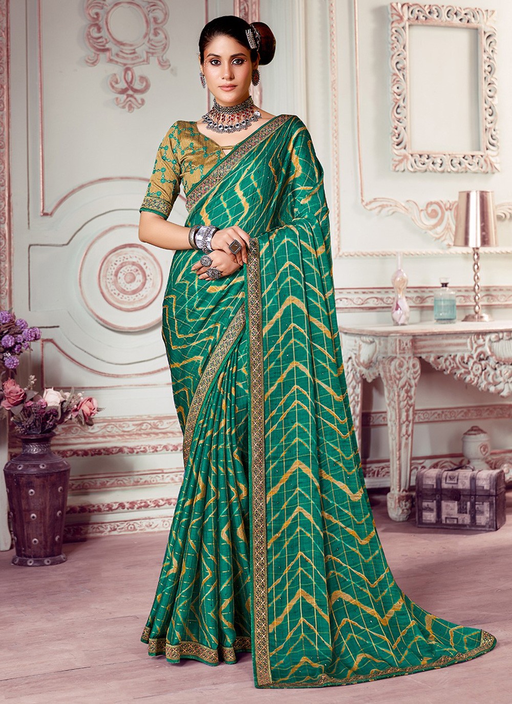 Classic Printed Silk Saree - S3189