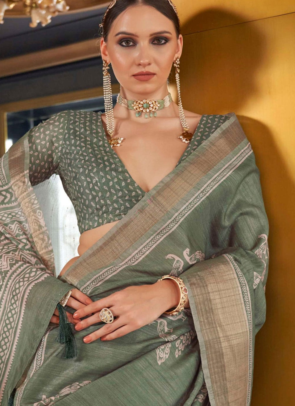 Classic Digital Print Silk Saree - S8418
