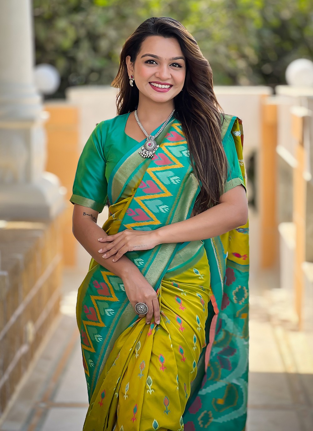 Weaving Zari Silk Green Saree S14307