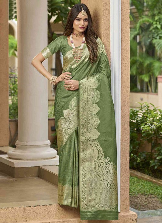 Green Silk Contemporary Saree Woven S20433