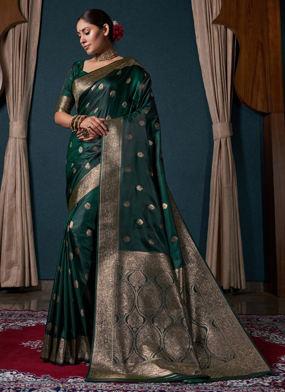Classic Designer Satin Silk Saree - S3845
