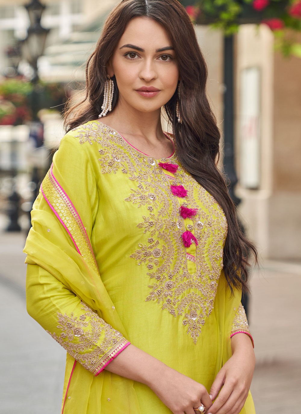 Embroidered Silk Sharara - T4831