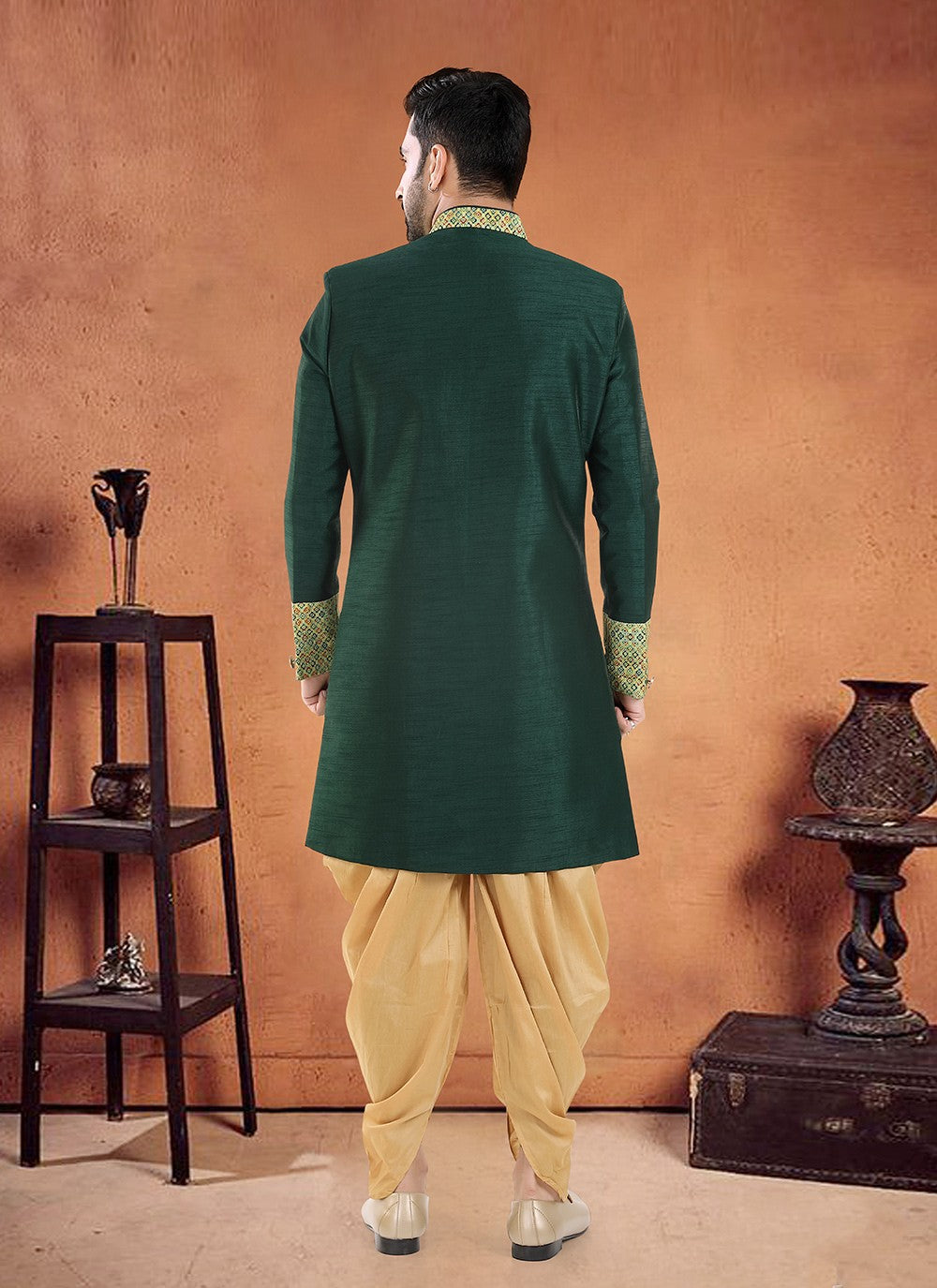 Dimond Silk Green Sherwani - M8119