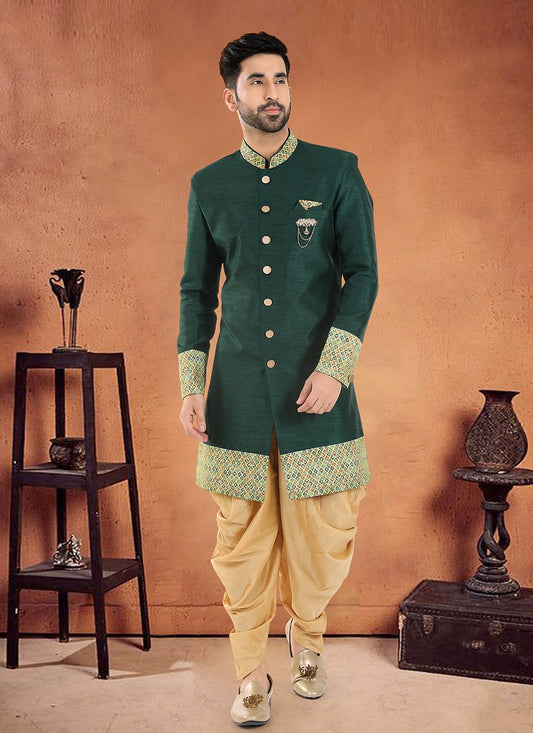 Dimond Silk Green Sherwani - M8119