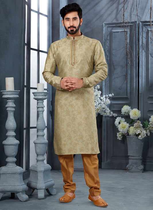 Digital Print Silk Green Kurta - M5614