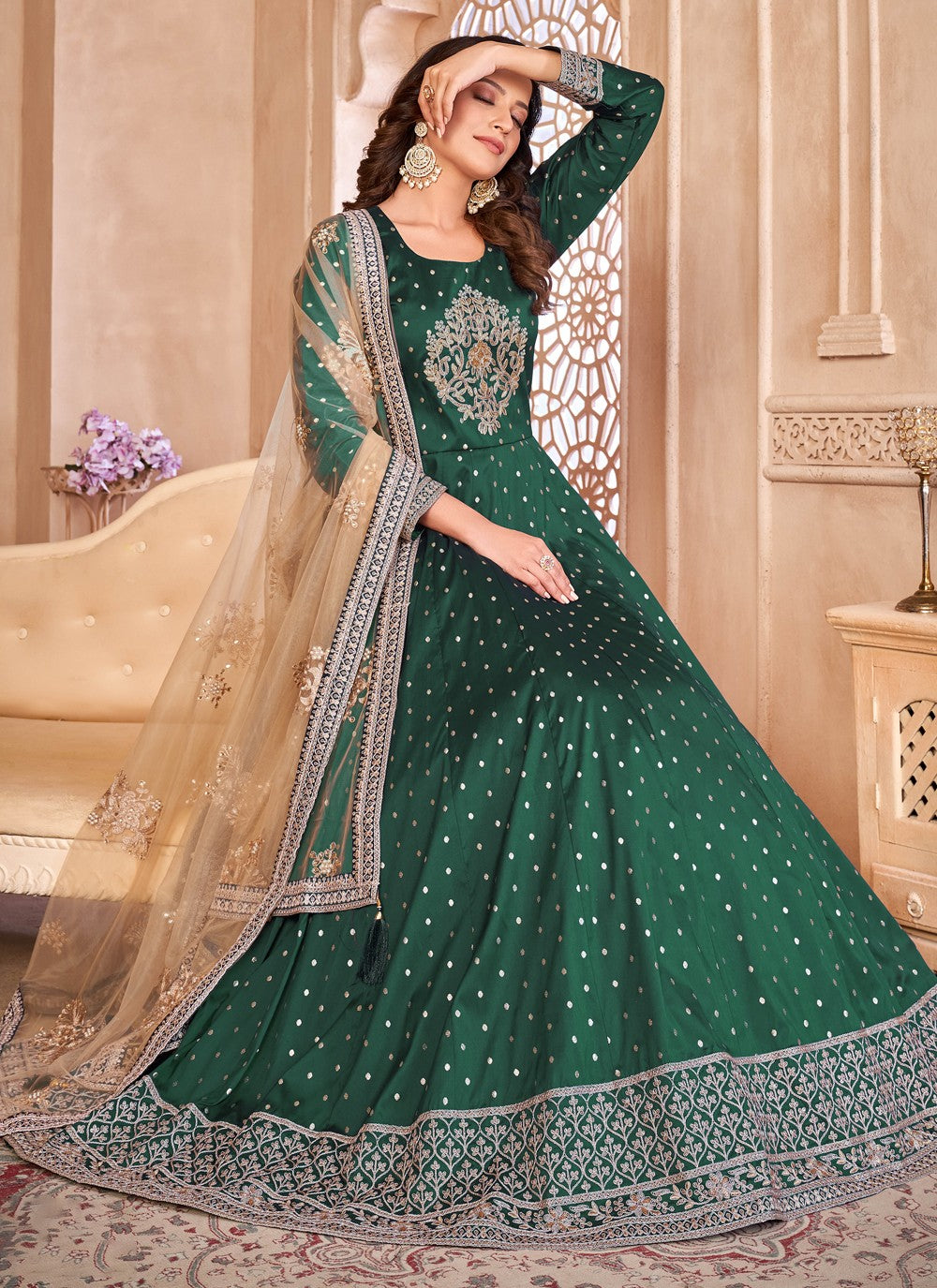 Tafeta Silk Salwar Suit - T1276