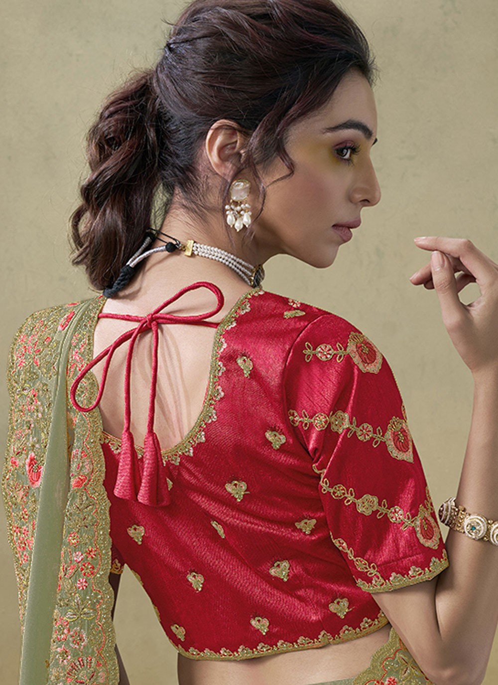 Cord Georgette Green Saree S14117