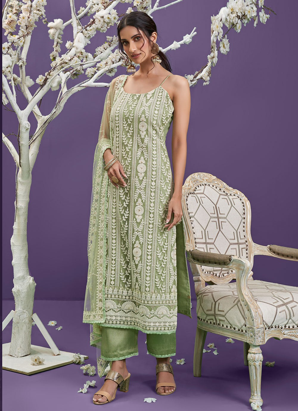 Net Straight Suit - T356