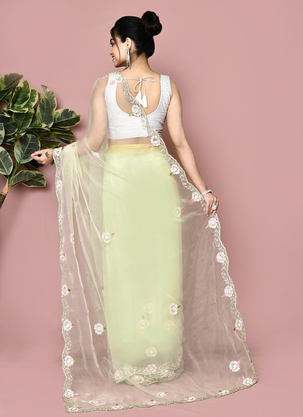 Classic Hand Embroidery Jimmy Chu Saree - S9359