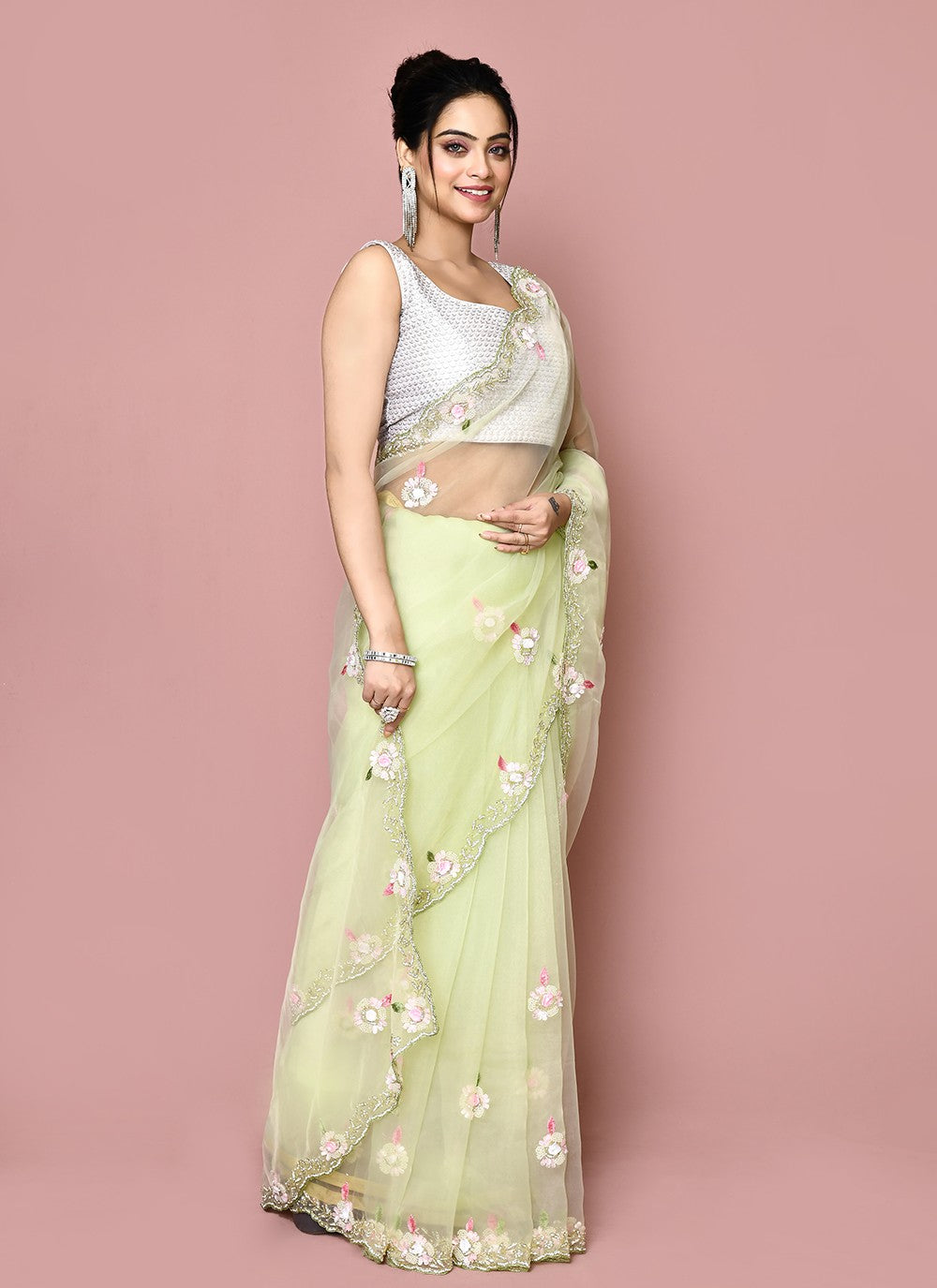 Classic Hand Embroidery Jimmy Chu Saree - S9359