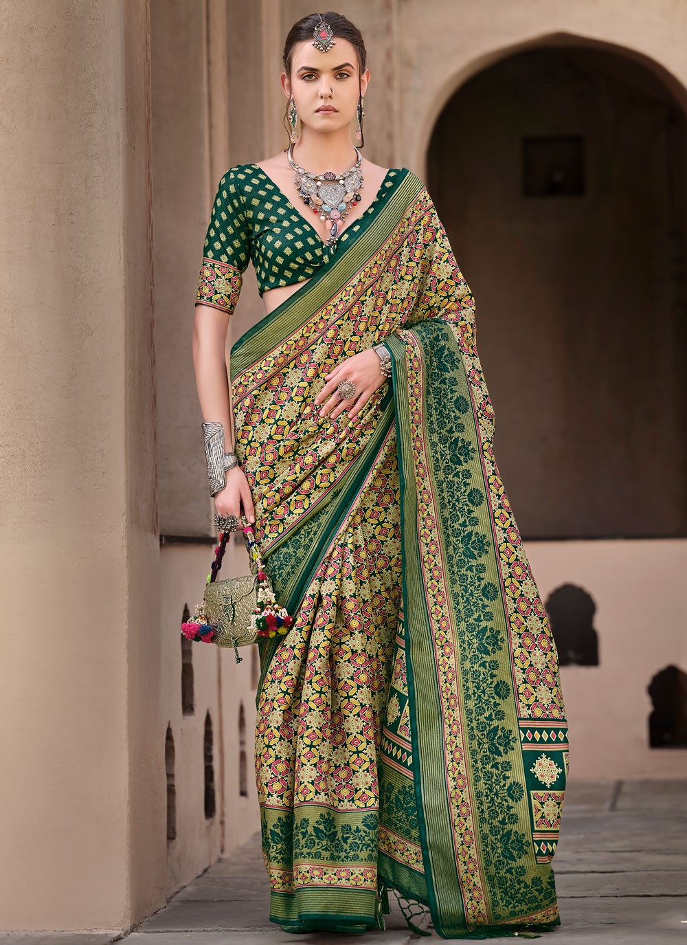 Classic Printed Silk Saree - S8623