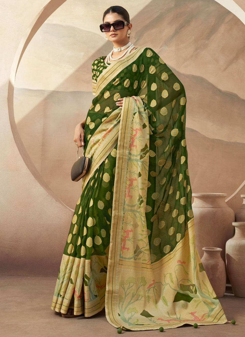 Weaving Zari Georgette Saree - S12169