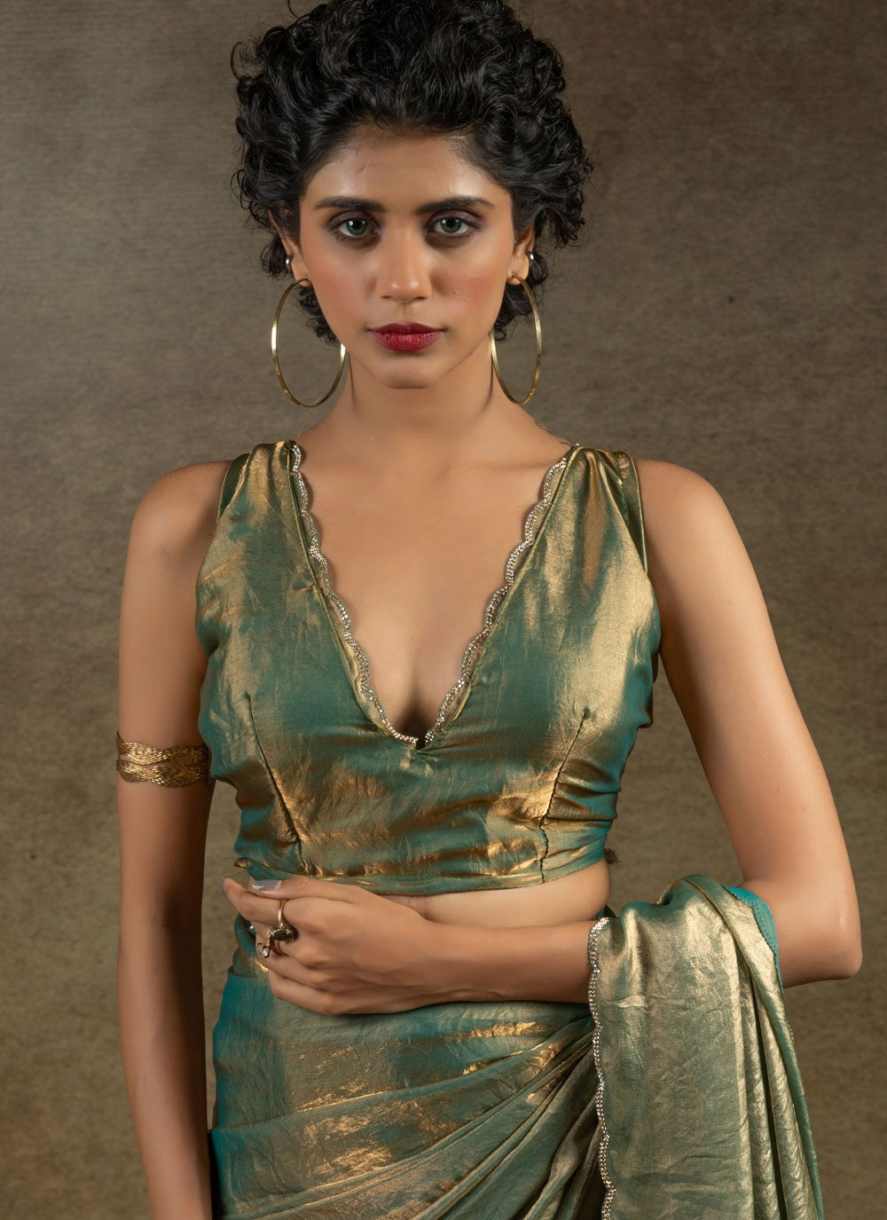 Cut Work Satin Silk Green Trendy Saree S15421