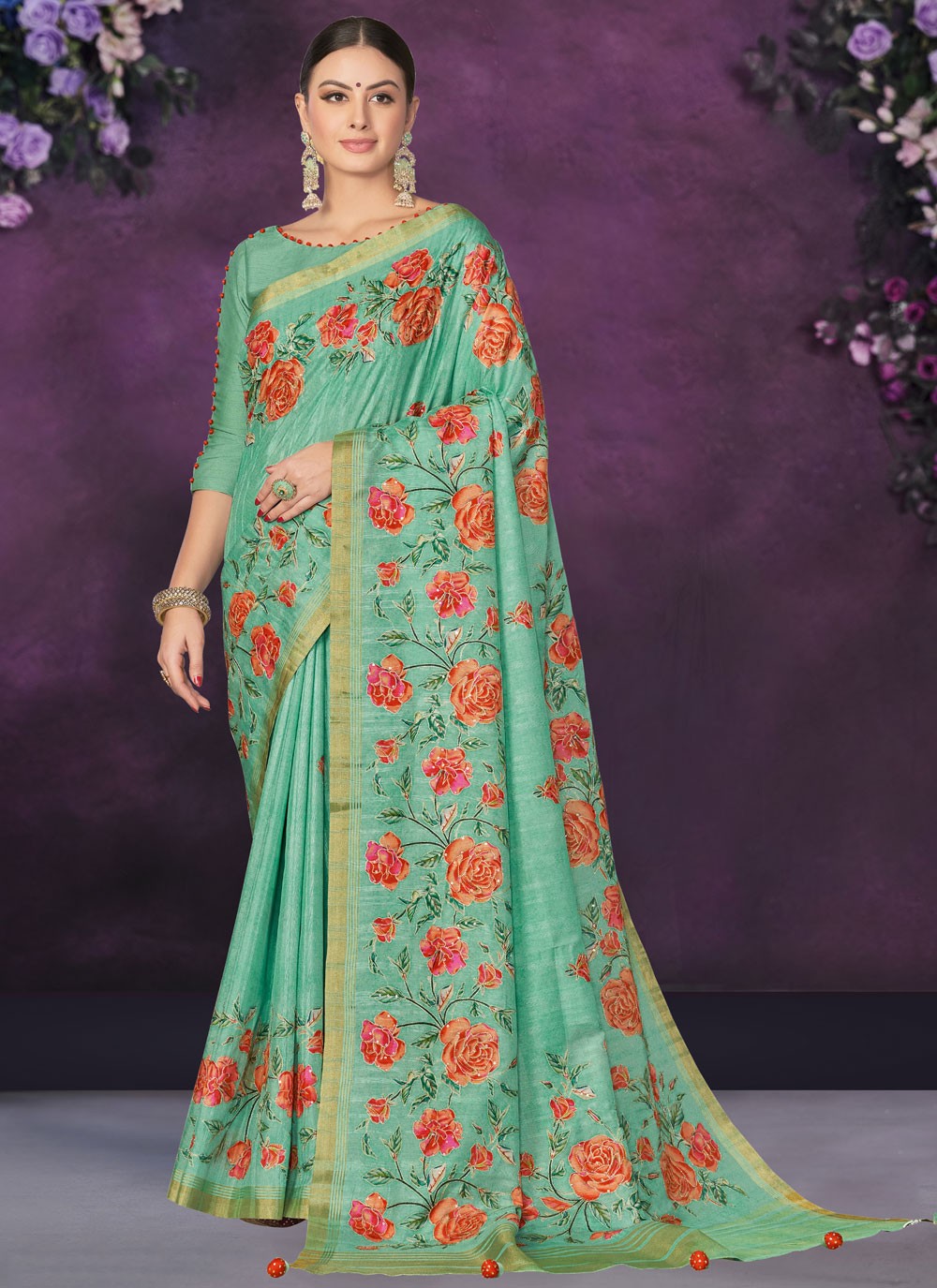 Classic Embroidered Tussar Silk Saree - S9296