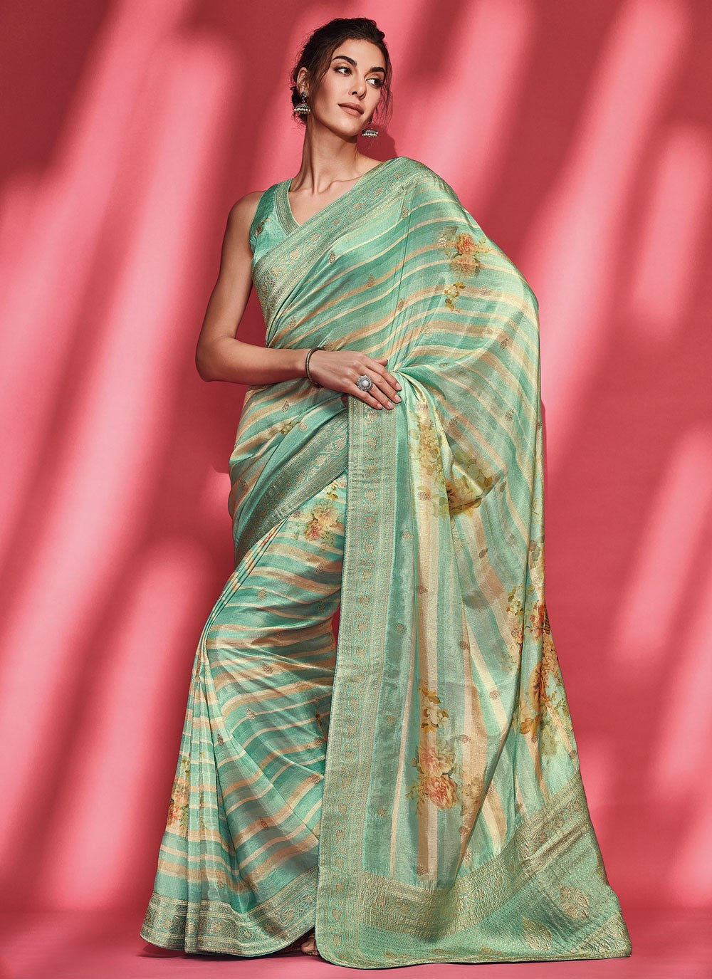 Classic Digital Print Viscose Saree - S4384