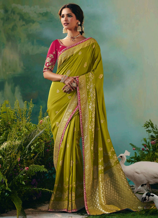 Green Silk Classic Saree Embroidered, Weaving Zari S20203